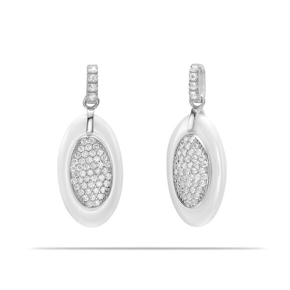 Dangle Drop Sterling Silver and Ceramic Earrings - Picture 3 of 4